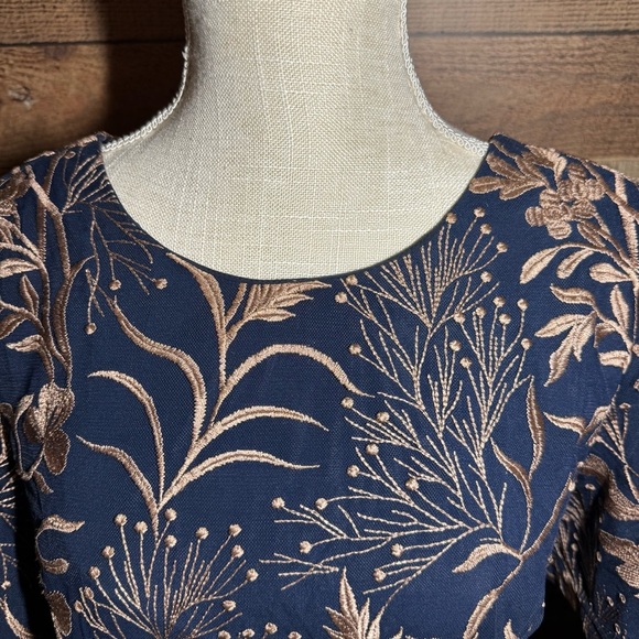 JS COLLECTIONS Maya Short Flutter Sleeve Embroidered Sheath Dress size 6 - Picture 6 of 13